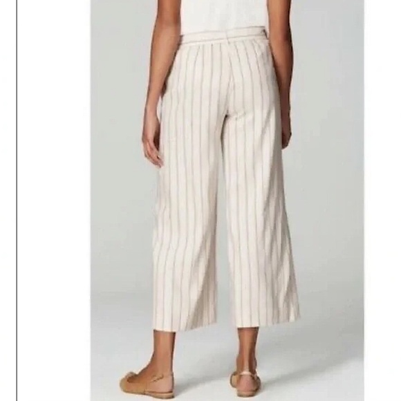J. Jill Linen Stretch Pull on Pant neutral stripes women’s size L Tall wide leg - Picture 5 of 10
